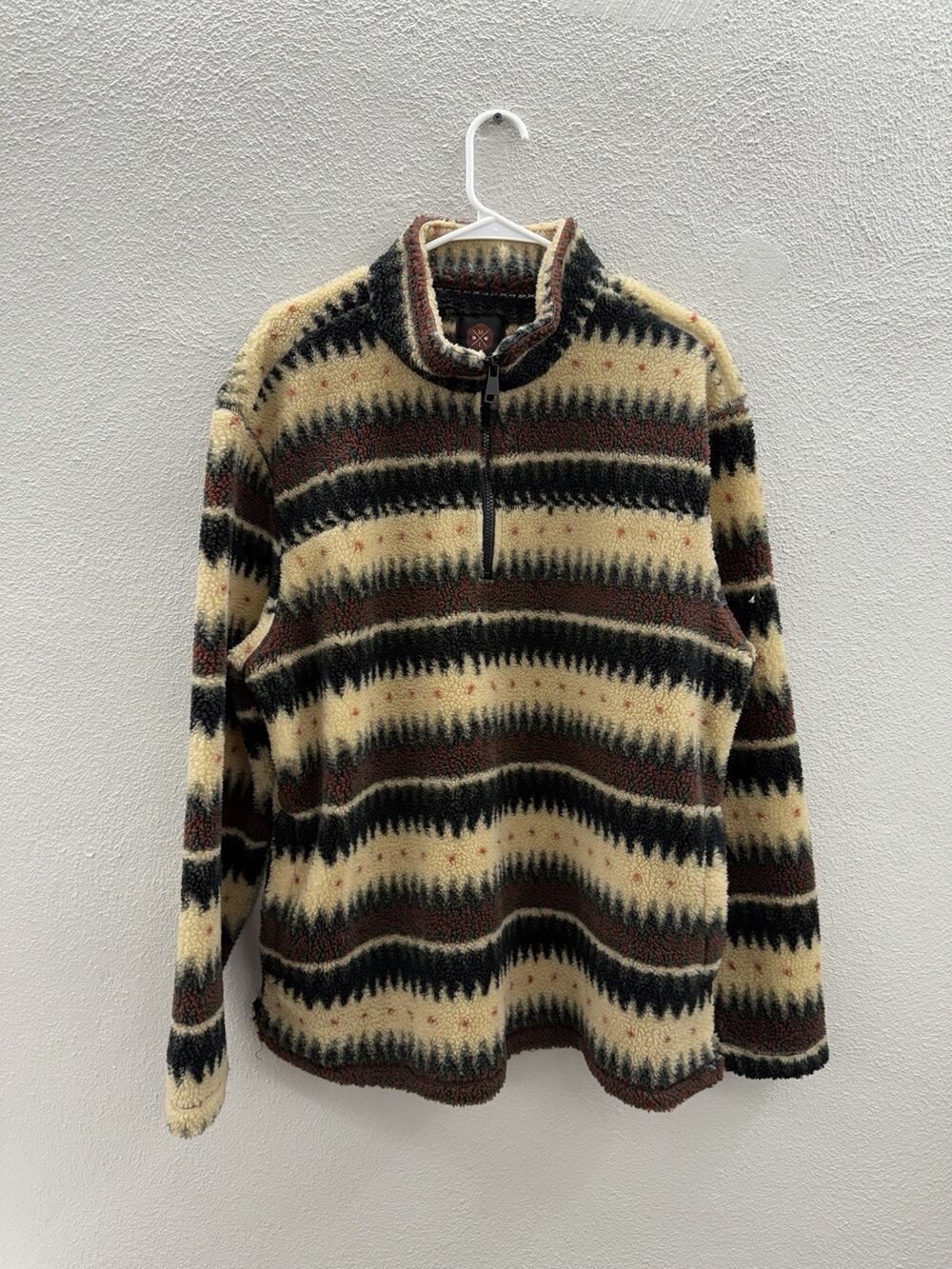 Mountain and Isles Mens Sweatshirt Size Large Fleece Brown Quarter Zip Pullover